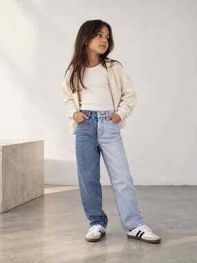 Urban Kids Girls Size 7 Two Tone Mom Jeans High Rise Y2K Colorblock Denim